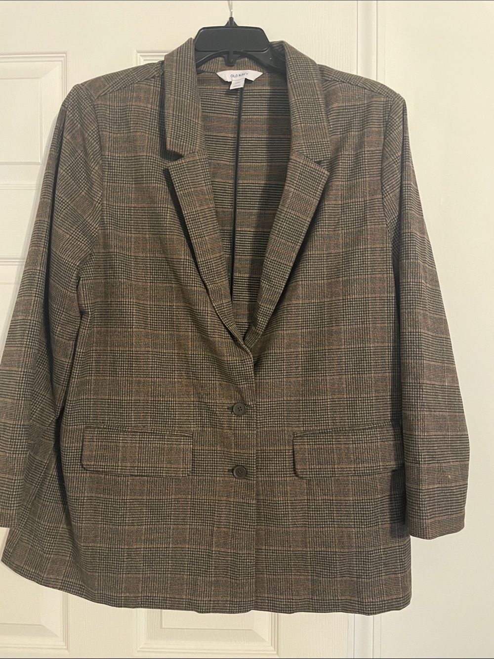 Old Navy Brown Plaid Blazer Jacket - Taupe & Tan Windowpane